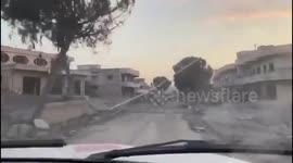 Lebanon: A car driver was surprised by an Israeli airstrike in front of him in the town of Sahmar