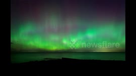4K Time Lapse Clips of Brilliant Northern Lights Above Lake Erie on October 10, 2024
