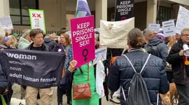 Protest outside the German embassy in London as the new self-ID law begins in Germany