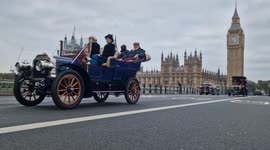 The London to Brighton Veteran Car Run gets off to a flying start in Westminster