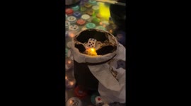 Young adults play suspenseful dice game with burning tissue in China