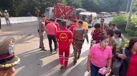 Dozens of passengers injured in bus-truck collision in Thailand