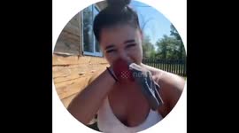 Mother throws bucket at daughter in hilarious Moment in Russia