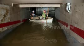 Spain: Firefighters Use Innovative Boat and Dog Team for Underground Parking Search