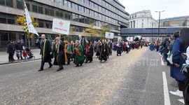 A Dog becomes the star of the Lord Mayors show but gets confused when it encounters a robotic dog.