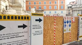 Italy: Suspended walkway over the Trevi Fountain in Rome, Italy