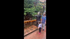 Child knocked down by witch figure in Trabzon, Turkey