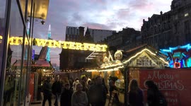 4K Winterfest at night Glasgow city council  christmas market in st enoch square