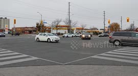 Calm And Disciplined drivers and pedestrians during a traffic glitz in a busy Scarborough intersection