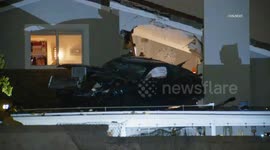 US, Los Angeles: Chino High Speed Mustang Crashes on Second Story Balcony of House With Sound On Tape