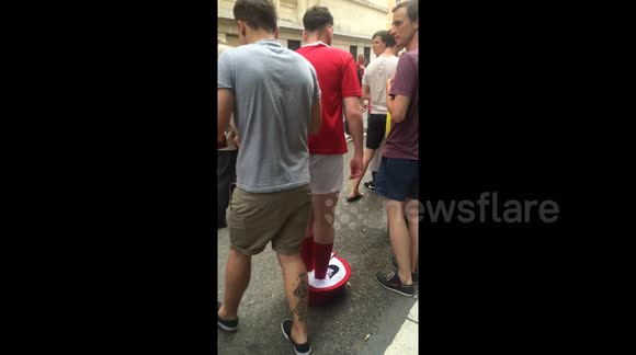 England fan in France has probably the best fancy dress constume ever