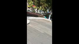 Women laugh after motorcycle crash in the bushes