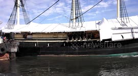 Tug Boat Moving Friendship From Derby Wharf In Salem To Gloucester