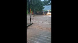 Flooding from Cigentis Waterfall in West Karawang, Indonesia