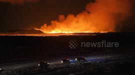 Collection of clips from the current eruption in Iceland - November 20 2024