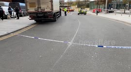 Police cordon at the US Embassy in London following a controlled explosion of a suspicious package