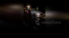US: CAL FIRE Rescues Two People and Dog from Flooded Chico Roadway