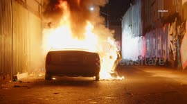 US, Los Angeles: Downtown Los Angeles Auto Fire