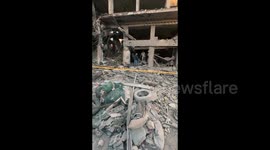 Lebanon: Man gives a speech among destruction in Beirut