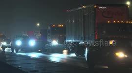 US, Los Angeles: Sylmar Holiday Traffic Builds Up 5 Freeway 14 Split