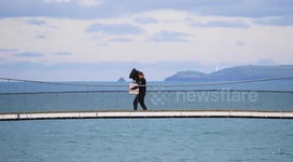 Britain's smallest inhabited Island, (royalty free Music) .everything goes over the suspension bridge. Towan Island, Newquay, Cornwall, UK