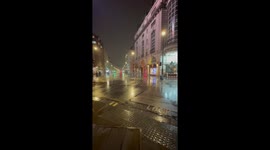 Heavy rainfall causes flooding in Piccadilly Circus, London, UK