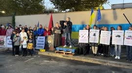 Giulio Terzi di Sant’Agata, Italian Senator of the Fratelli d’Italia party, during his speech at the demonstration against Russia on the occasion of the 1000 days since the beginning of the Russian-Ukrainian war, in Rome.