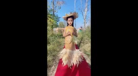 Schoolgirl dresses up for her own catwalk fashion show in village