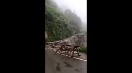Large holes caused by landslide in Samosir, North Sumatra, Indonesia