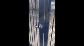 Twin daughters cleverly open gate from inside in Phoenix, Arizona, USA