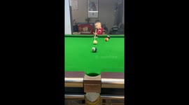 Boy hits himself accidentally while playing billiards in Shaanxi, China