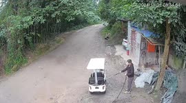 Golf cart takes off on its own and crashes into trees