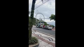 Angry driver bursts tire after collision in Camboriu, Brazil