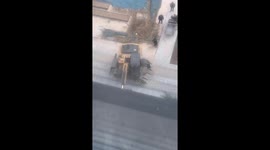 Person stops rotating tractor after multiple attempts in Hebei Province, China