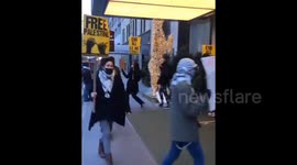 US: New Yorkers rallied at the Park Lane hotel where former Israeli defence minister, Yoav Gallant