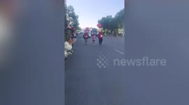 Tired dad drops out of marathon, six-year-old daughter runs in his place