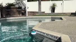 Shaking in pool caused by earthquake in Vacaville, California, USA