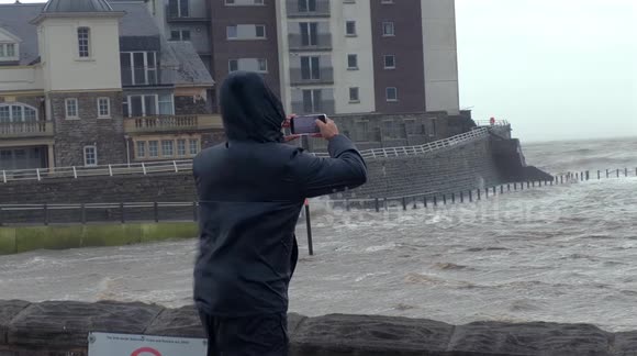 Weston-Super-Mare hit by Storm Darragh as pedestrians struggle to walk