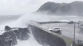 Storm darragh hits the coastal town of ilfracombe in Devon, UK