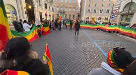 Some members of the Amhara ethnic group of the Ethiopian community in Rome during the sit-in to denounce the persecution of the Amhara people in Ethiopia, in Rome.