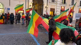 Some members of the Amhara ethnic group of the Ethiopian community in Rome during the sit-in to denounce the persecution of the Amhara people in Ethiopia, in Rome.