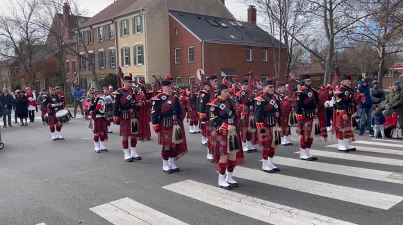 Scottish Bagpipers performing in the 53rd Annual Alexandria, Virginia USA Scottish Christmas Walk Parade