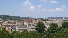 Aerial shots of the historical parts of Rome and especially of the Palazzo della Civiltà del Lavoro or the Colosseum Square, is a monumental building located in Rome in the modern EUR district. Conceived in 1936 and designed in 1937, during the fascist er