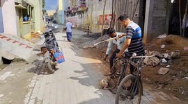 A dramatic scene unfolded when a puppy became trapped in a bicycle wheel