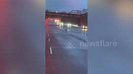 Reckless e-scooter rider risks life travelling along motorway during Storm Darragh
