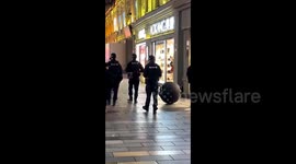 Chinese police deploy spherical robot equipped with tear gas and smoke grenades