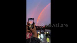 China: A double rainbow appeared in the sky