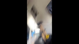 Wild video captures moment ceiling collapses on top of mum trying to hold it up