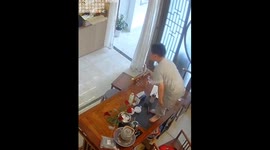Child falls through table in Guangzhou, China