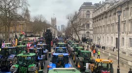 UK Farmers Protest: General View of Tractors Blocking Whitehall